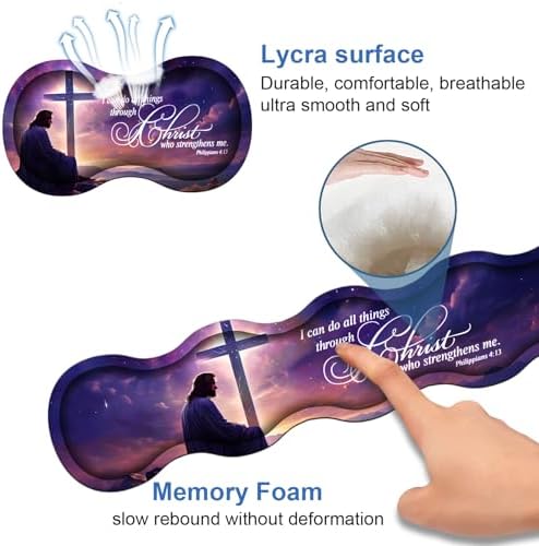4 in 1 Ergonomic Memory Foam Mouse Pad Wrist Rest Set, Large XXL Gaming Desk Pad + Keyboard Wrist Rest + Mouse Wrist Cushion + Coaster for Home Office Study Gaming, Bible Verse Philippians 4:13 - Image 6