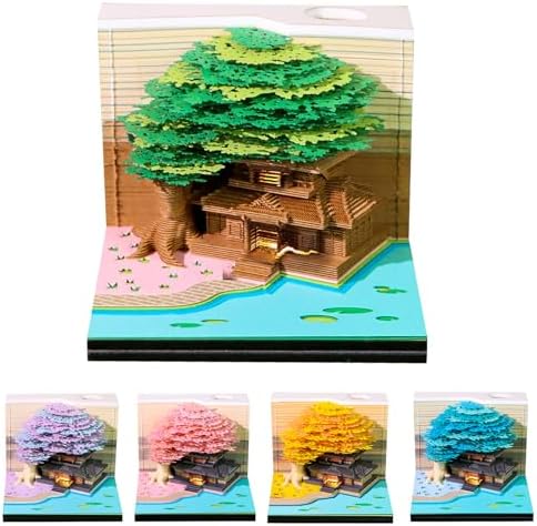 3D Calendar 2027, Desk Time Piece Calendar 2027,Tear-Away 3D Paper Art Notepad w LED Lights,Creative 3D Memo Artsy Pad Calendars, DIY Paper Carving Gift (Marriage Tree-D) by Ksgolif