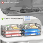 Paper Tray Organizer for Desk Organizers and Accessories 2P Silver - Image 2
