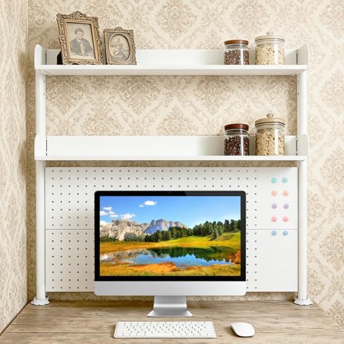 2-Tier Clamp on Desk Organizer Shelf with Pegboard Desktop Storage - Image 4