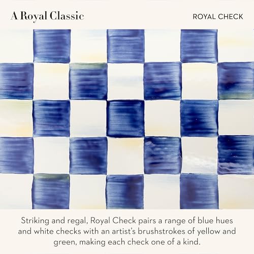 MACKENZIE-CHILDS Enamel Recipe Box, Blue-and-White Royal Check - Image 3