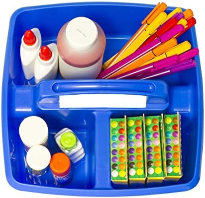 Storex Classroom Craft Caddy, 3 Compartment Plastic Organizer with Carry Handle, Assorted Colors, 9.25 x 5.25 x 9.25 Inch, Case of Six 5-Packs (00941U06C) - Image 6