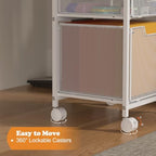 Tiaoheka Rolling File Cabinet Cart, Printer Stand with Storage Drawer, Mobile Filing Cabinet on Lockable Wheel, Hanging File Folder Organizer Beside Under Desk for Office Home, White (Patent Pending) - Image 5
