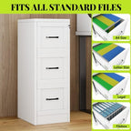 3-Drawer Metal File Cabinet with Lock, Tall Narrow Vertical, White - Image 4