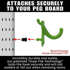 PegPro® J Hooks Kit for Standard “Wood Fiber” pegboard – Durable Plastic Pegboard Hooks - for Garage, Kitchen, Craft Room, and More (J Hook - 24 Pack, Kiwi) - Image 6
