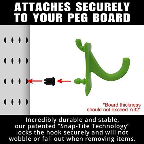 PegPro® J Hooks Kit for Standard “Wood Fiber” pegboard – Durable Plastic Pegboard Hooks - for Garage, Kitchen, Craft Room, and More (J Hook - 24 Pack, Kiwi) - Image 6