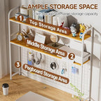 2-Tier Desk Shelf with Grid Panel, Freestanding, White, 45.3" - Image 3