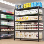 5 Tier Storage Racks Shelving, Heavy Steel Pantry Shelves, Adjustable Wire Shelving Rack with Wheels, Suitable for Garage, Kitchen, Bathroom, Office, 55" W x 24" D x 76" H, Black - Image 2