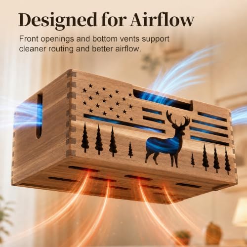 Acacia Wood Cable Management Box,Cord Hider & Organizer for Power Strip - Image 5
