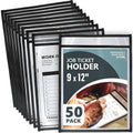 50 Pack Job Ticket Holders 9x12 Heavy Duty - Automotive Work Order Plastic Sleeves - Clear Shop Ticket Holders - Repair Order Sleeves - Plastic Sleeve for Paper - Dry Erase Pockets - Work Order Folder by Juzari