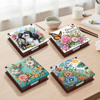 4pcs Flower Landscape Diamond Art Painting Note Box for Adults, Wooden DIY Sticky Notes Holder Kit with 640 Blank Notepads, Multi-Purpose Desk Organizer for Home Office, Study Thoughtful Gift - Image 4