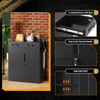 Greenvelly Metal Storage Cabinet with Drawers, 36' Black Steel Garage & Office Storage with Doors and Adjustable Shelves, Locking Metal Tool Cabinet - Image 3