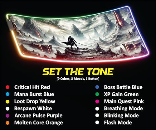 RGB Gaming Mouse Pad Large Extended Desk Mat 35.4x15.7 XXL XXXL Mousepad LED Light Up Keyboard Mat PC Gamer Desk Pad Gaming Accessories Extra Big Mouse Mat for Desk - Shadowlands Odyssey - Image 3