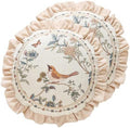 ISAENNE Vintage Linen Throw Pillow Cover,Set of 2,Diameter 16"-Cornucopia A by Isaennehomedecoration
