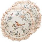 ISAENNE Vintage Linen Throw Pillow Cover,Set of 2,Diameter 16"-Cornucopia A by Isaennehomedecoration