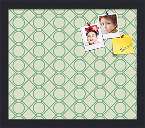 PinPix 15x13 inch Cork Bulletin Board. This Decorative Framed Pin Board Comes with Diamond Pattern in Green Design and Satin Black. Ideal for Home, Office Decor or School (PinPix-586) by PinPixBulletinBoards
