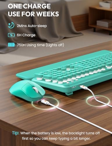 Wireless Keyboard and Mouse, Backlit Typewriter with Magnetic Wrist Rest - Image 6