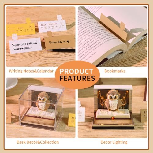 3D Calendar 2027,Time Piece Calendar 2027 with 3D Memo Pad Notepad,Cute Owl Sculpture Desk Calendars,3D Art Calendars,Tear Away Calendars,Christmas Gift,New Year Gift (Cute Owl) - Image 4