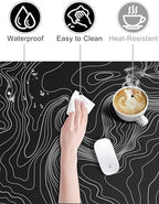 Mouse Pad with Wireless Charging, Large Desk Mat, Black Topographic Map #3 - Image 6
