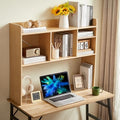 Nromant Desktop Bookshelf, Wooden Desk Storage Hutch with 6 Shelves for Computer Desk, 3-Tier Desktop Display Organizer Rack for Office Home (Natural) by Nromant