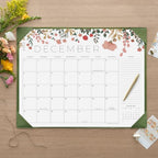 Desk Calendar 2026 with Desktop Mat, Cabbrix Large Desk Pad Calendar 21 x 17 Inch with Planner Template Stencil Set Cover 18 Months Runs From July 2026 to December 2027, Floral Design Calendar 2026 for Home School and Office - Image 3