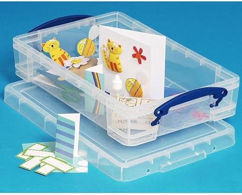 Really Useful Box 4 Liter Plastic Stackable Storage Container w/Snap Lid & Built-In Clip Lock Handles for Home & Office Organization, Clear (3 Pack) - Image 7