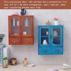 Narrow Vintage Pine Apothecary Cabinet 2 Doors 2 Drawers Brown - Image 2