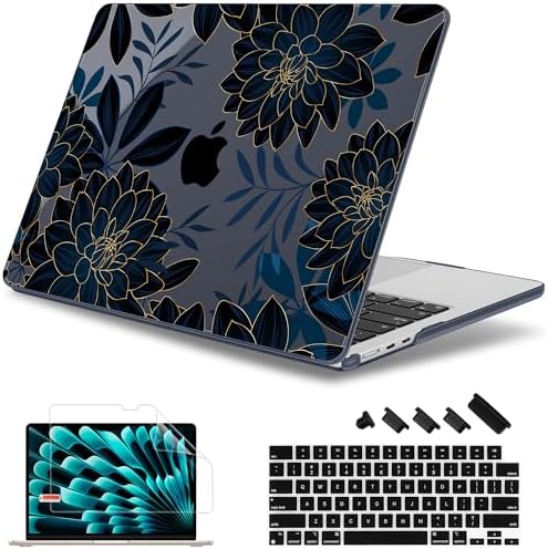 May Chen for MacBook Air 15 inch Case M5 M4 M3 M2 2026 2024-2023, Model A3448 A3241 A3114 A2941, Closes Seamlessly Hard Shell Laptop Cover with Keyboard Cover, Luxury Dahlia by MayChen