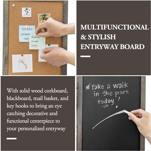 MyGift 3 Panel Gray Solid Wood Bulletin Board Set Chalkboard Cork Board - Image 2