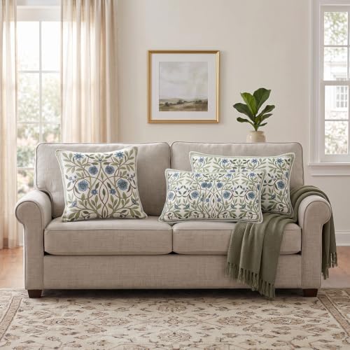 ISAENNE Designer Linen Throw Pillow Cover,Set of 2,20"x12"-Mosella A - Image 4