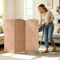 HALLYBEE Short Room Divider, Small Folding Privacy Screens,3 Panel Natural by HALLYBEE