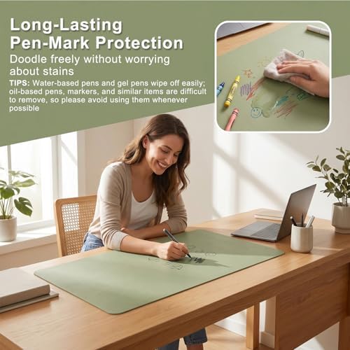 27.5"x 47" Leather Dining Room Transparent Table Protector,Office Blotter Mat, Leather Desk Pad, Waterproof for Writing,Children Desks & Conference Tables - Image 6