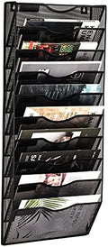EASEPRES 10 Pocket Mesh Hanging Wall File Organizer, Wall Mounted Mail Paper Document Folder Holder, Clipboard Storage Organization Magazine Rack with Nametag Label for Office Home School, Black by EASEPRES