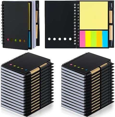 Qilery 30 Pack Lined Spiral Notebook Bulk Small Notepad and Pen Set by Qilery