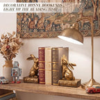 Tatuo 2 Pcs Rabbit Bookends for Shelves, Vintage Book Ends for Heavy Books - Image 4