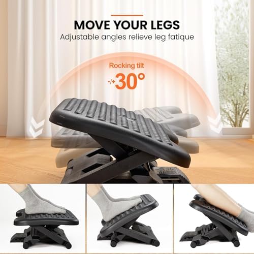 ErGear Under Desk Footrest, Adjustable Foot Rest with 3 Height Settings and 30-Degree Angle, Ergonomic Desk Foot Rest with Massage Texture, Foot and Leg Rest for Home & Office (Pack of 2) - Image 6