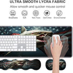 Ergonomic Keyboard Wrist Rest & Mouse Pad Wrist Rest Set, Large XXL Gaming Desk Mat 31.5"x 11.8" with Non-Slip Base, Memory Foam, Easy Typing Pain Relief for Home & Office, American Flag Shark - Image 3
