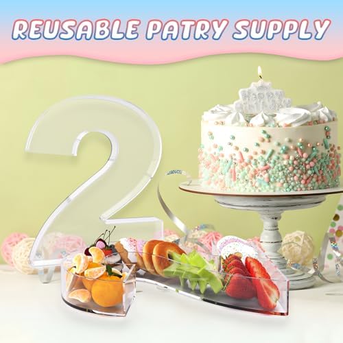 13.8" Extra Large Acrylic Number Charcuterie Board Box, Reusable Fillable Number Cake Candy Dish Display Serving Tray for Birthday Anniversary Party Decoration (2) - Image 5
