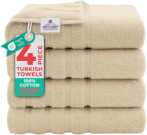 American Soft Linen 100% Cotton Luxury Turkish Towels, 4 PC Bath Towel Set by AmericanSoftLinen
