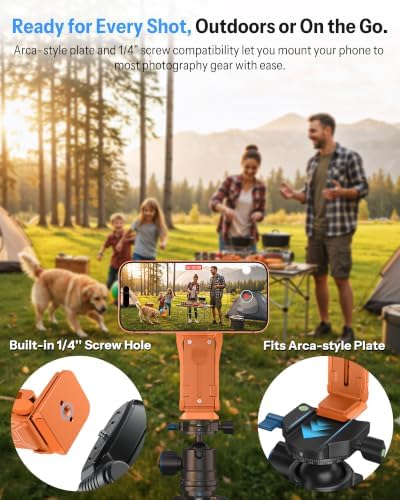 OMOTON TP02-Pro 5 in 1 Magnetic Phone Holder for Vlogging Essentials,Orange - Image 4