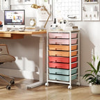 Giantex 8 Drawers Rolling Cart with Wheels, Wood Top, Sturdy Frame - Image 2