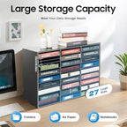 27 Compartments Literature Organizer with Adjustable Shelves Desktop File Sorter Mail Center Paper Storage Cabinet Home & Office Mailbox School Classroom Keepers (Black 27 Slots) - Image 3
