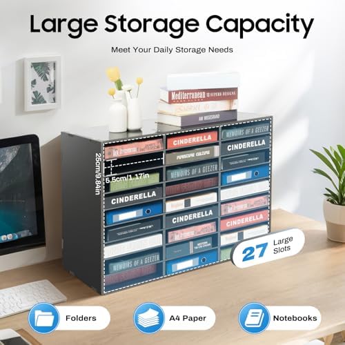 Mail Sorter Organizer, Literature Organizer, Student Mailbox Slot with Removable Shelves, for Desktop Bill Paper, for Classroom Office Home School (27 Compartments, Black) - Image 4