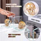Glass Skull Book Ends for Shelves with Golden Crystal Skulls - Image 3