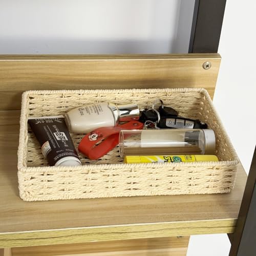 4PCS Small Woven Paper Rope Storage Basket organizing,Beige - Image 5
