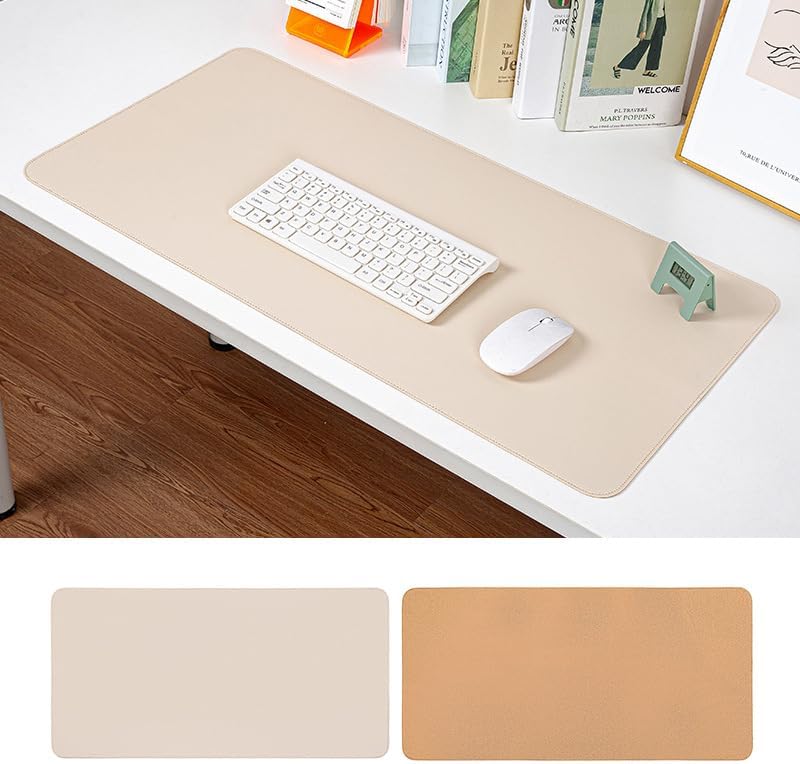 Ruby Lil Natural Cork & PU Leather Dual Side Mouse Pad Laptop Desk Table Protector Desk Writing Pad,Beige,80x40cm by RubyLil