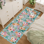 DUKINO 2.6x8 Runner Rug, Floral Washable Kitchen Rugs Non Slip, Teal - Image 5