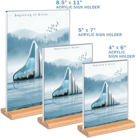 Kersally Acrylic Sign Holder 8.5 x 11, 3 Pack Double-Sided Clear Table Display Stands with Wood Base,Vertical Acrylic Frame Menu Flyer Paper Holder for Stores, Restaurants, Hotels, Office, Show Fair - Image 5