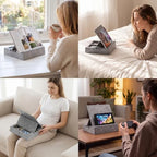 KDD Book Stand for Reading with Storage and Book Clip, Multi-Angle Adjustable Tablet Pillow Holder for Lap, Bed, Desk and Couch, Foldable iPad Holder with Organizer for Book,Tablet, E-Reader (4.7-15") - Image 4