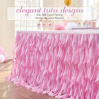 leegleri 9ft Baby Pink Tutu Table Skirt Tulle Table Skirt for Rectangle&Round Tables,Tutu Ruffle Tablecloth for Princess Girls 1st Baby Girl Birthday Party,Baby Shower Decoration,Gender Reveal - Image 2